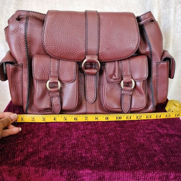 COLE HAAN Burnt Orange Pebbled Leather Adjustable Strap Satchel Shoulder Bag - Picture 9 of 14